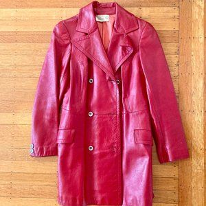 Vintage Filene's Faux Red Leather Trench Coat